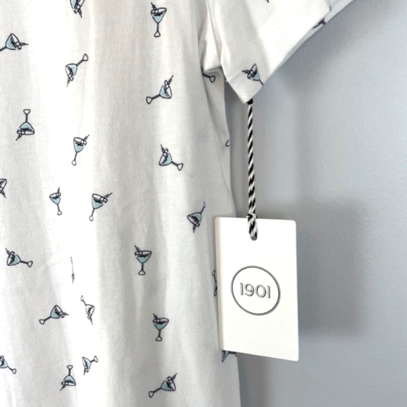 🆕 1901 White Martini 🍸 Print T-Shirt. Cotton & Modal Fabric. - Picture 5 of 8